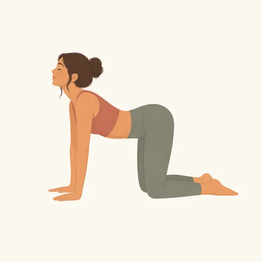 Illustration of a woman on hands and knees in a cat and cow stretch