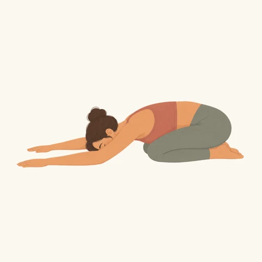 Illustration of a woman folded forward, resting in child's pose